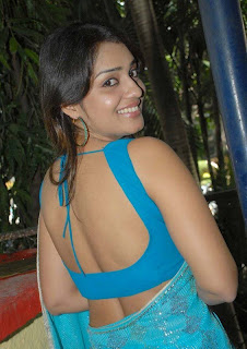Nikitha  Stills in Blue Saree (6)